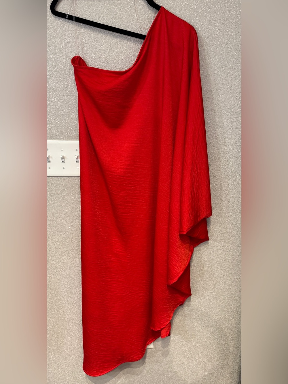 Tyche One Shoulder Red Satin Dress Asymmetrical Cocktail Party Dress Size Large